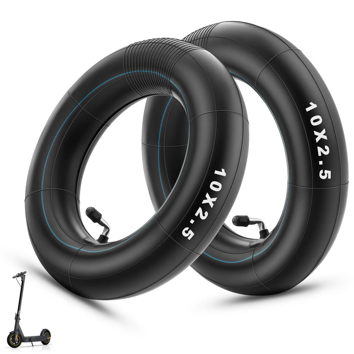 E Scooter Schlauch 10x2.50, 60/70-6.5 Schlauch Dickwandig & Haltbarem mit Silberne Ventil 90°, 10 Zo