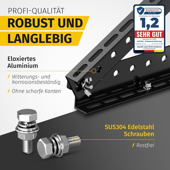 Avoltik Balkonkraftwerk Halterung 2er Set [0% MwSt.] - Solarpanel Halterung Flachdach [0-90° verstel