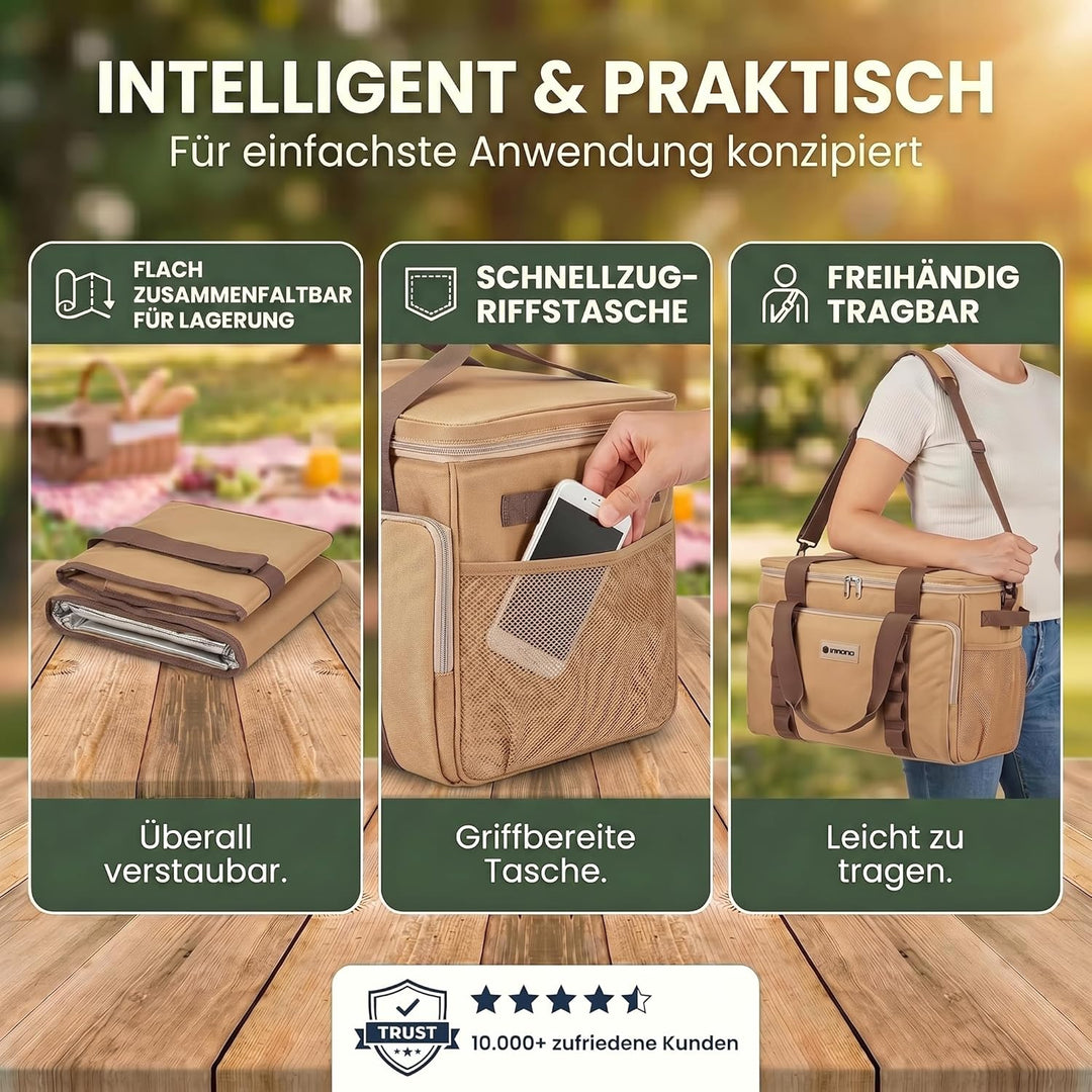 XXL Kühltasche iolierte Getränke & Snack-Tasche Isotasche Picknick-Tasche für Camping Reisen Urlaub