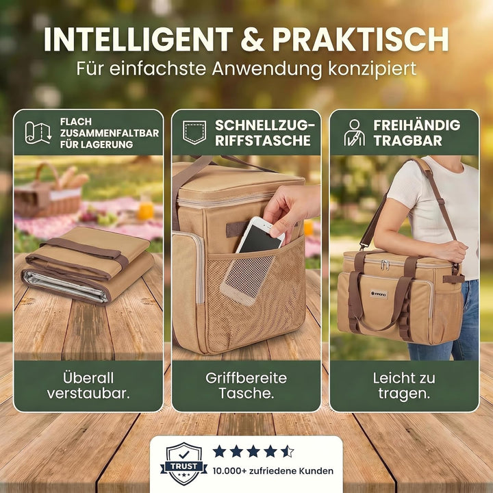 XXL Kühltasche iolierte Getränke & Snack-Tasche Isotasche Picknick-Tasche für Camping Reisen Urlaub