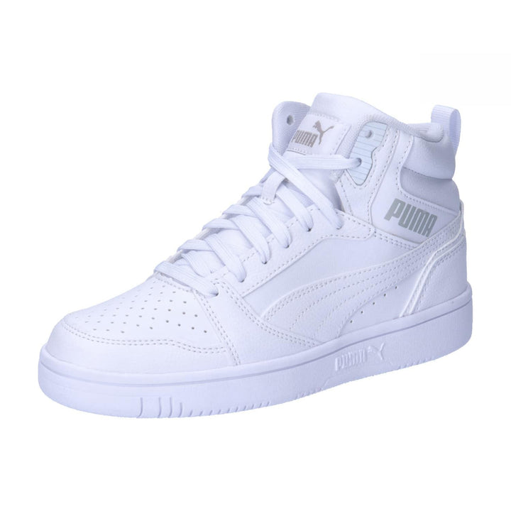 PUMA Unisex Kinder Rebound V6 Mid Jr Sneaker 40 EU Puma White Cool Light Gray, 40 EU Puma White Cool