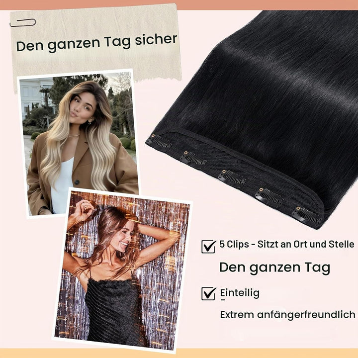 S-noilite Clip In Extensions Echthaar Schwarz Real human hair 1 pieces 5 clips Haarverlängerungen au