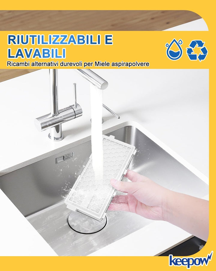 KEEPOW 2 HEPA Airclean 50 Filters + 16 Stück Staubsauger Filter für Miele Complete C3 & C2, Compact