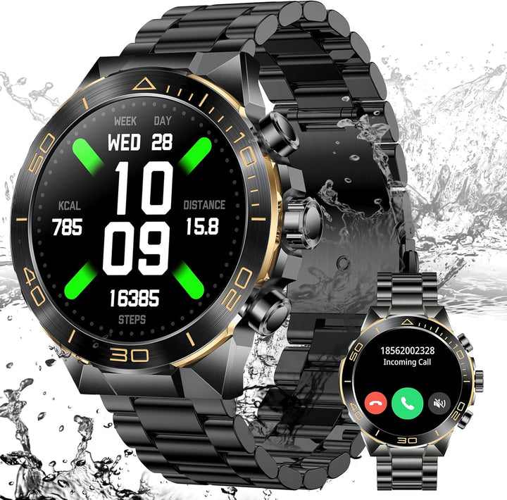 Smartwatch Herren mit Telefonfunktion, 1.44" AMOLED Uhren Herren mit IP68 Wasserdicht, Fitness Track