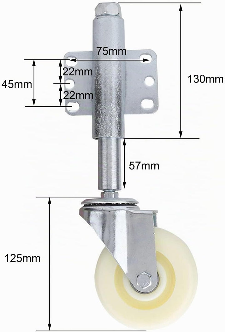 10,2 cm Federbelastete Torrolle, Strapazierfähige Gefederte Lenkrolle, Nylon Torrad mit 440 lbs Trag