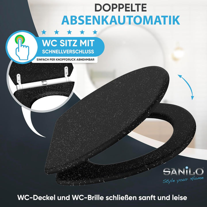 Sanilo WC Sitz mit Absenkautomatik, viele neue Toilettendeckel zur Auswahl, hochwertige Oberfläche,