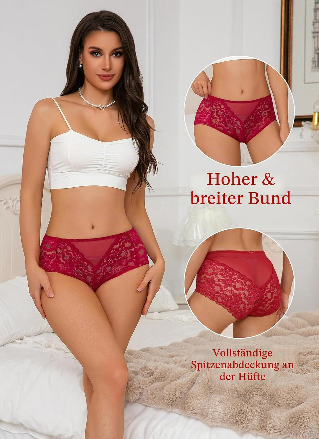 HiaLegion Unterhosen Damen Spitze Damen Slips Mehrpack Schlüpfer Damen Slips Unterhosen Damen Taille
