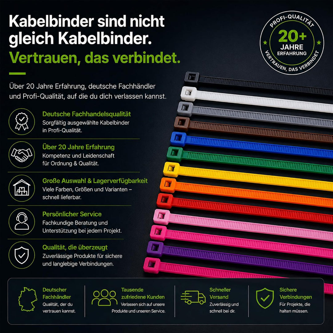 BeBo Kabelbinder Pink 9.0 x 610 mm I 100 Stück stabil &amp; vielseitig für den Innen &amp; Aussenbereich I e