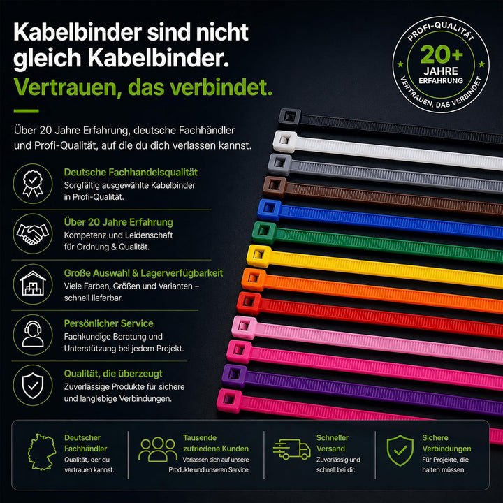 BeBo Kabelbinder Pink 9.0 x 610 mm I 100 Stück stabil &amp; vielseitig für den Innen &amp; Aussenbereich I e