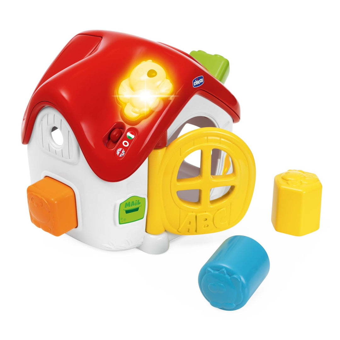 Chicco, ABC Haus mit Lichtern & Geräuschen, Elektronische Formen, Zweisprachiges Lernspiel, 50 Wörte