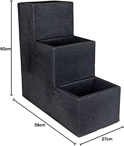 Spetebo 3er Blumentreppe anthrazit - 60x59x27 cm - XXL Kunststoff Blumenkübel Pflanztopf Pflanzkübel