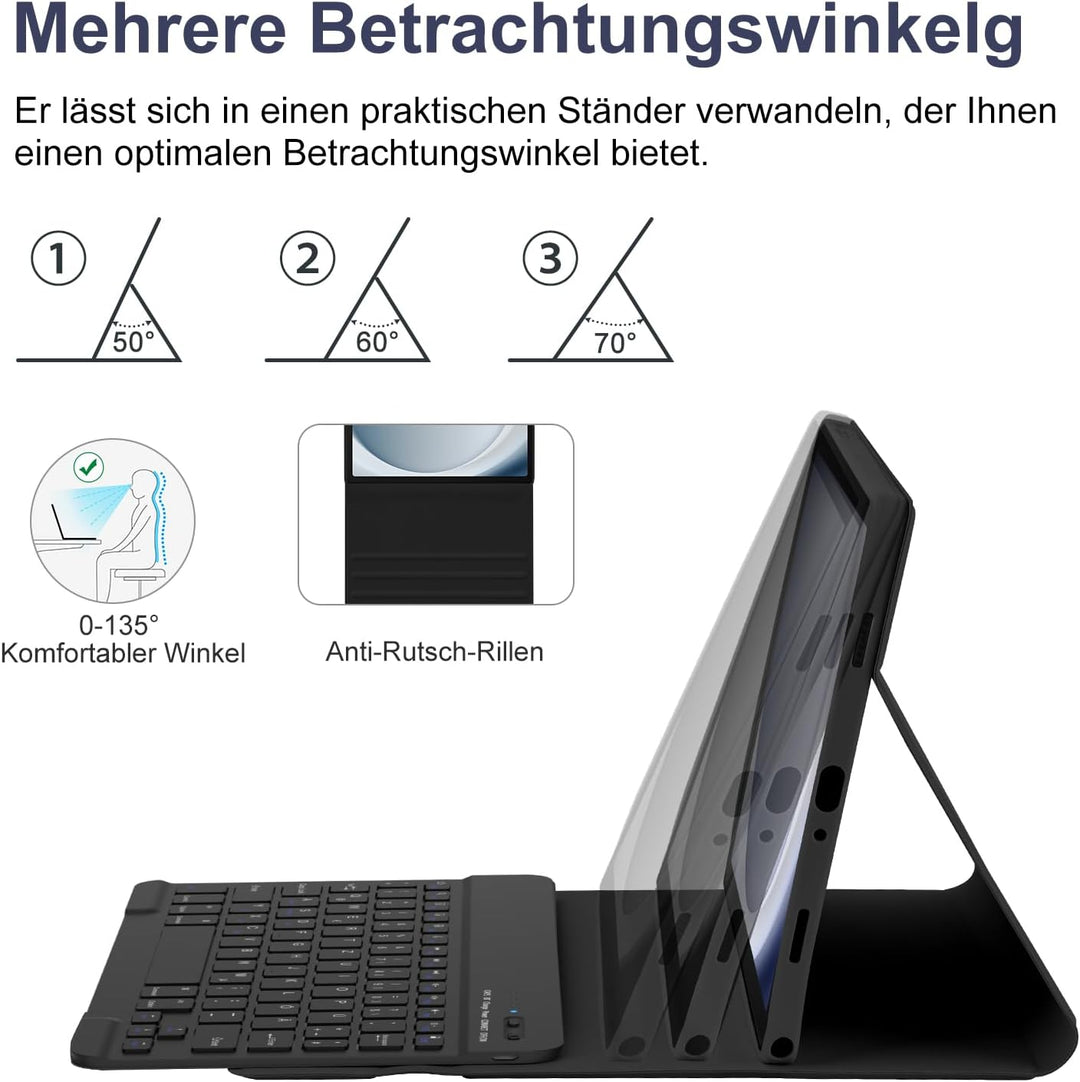 HOTLIFE Tastatur Hülle für Samsung Galaxy Tab А9+ 11 Zoll 2023(SM-X210/X215/X216B), Schutzhülle mit