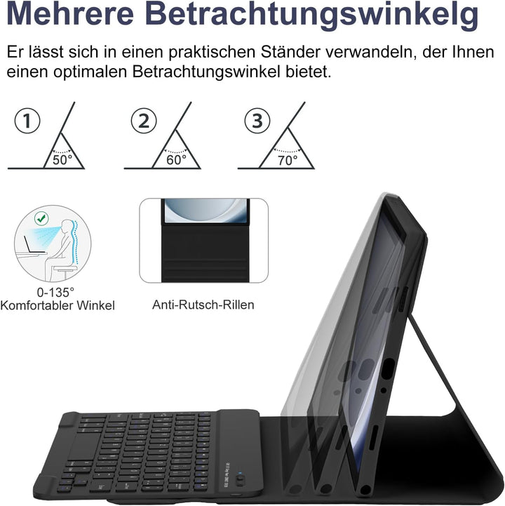 HOTLIFE Tastatur Hülle für Samsung Galaxy Tab А9+ 11 Zoll 2023(SM-X210/X215/X216B), Schutzhülle mit