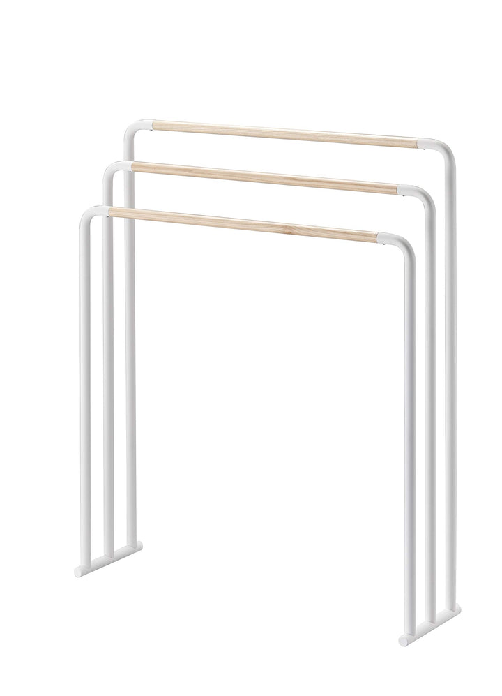 Yamazaki 7467 PLAIN Bath Towel Hanger, white, Steel / Wood, 70 x 19 x 83 cm Weiss, Weiss