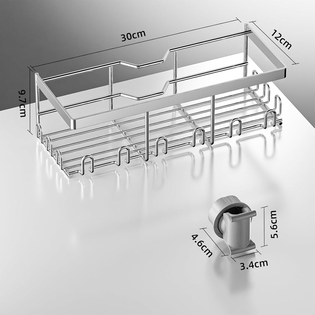 Duschablage Ohne Bohren für Duschstange (NUR für RUNDE Stangen 19mm-25mm)- Duschregal Aufbewahrungsr
