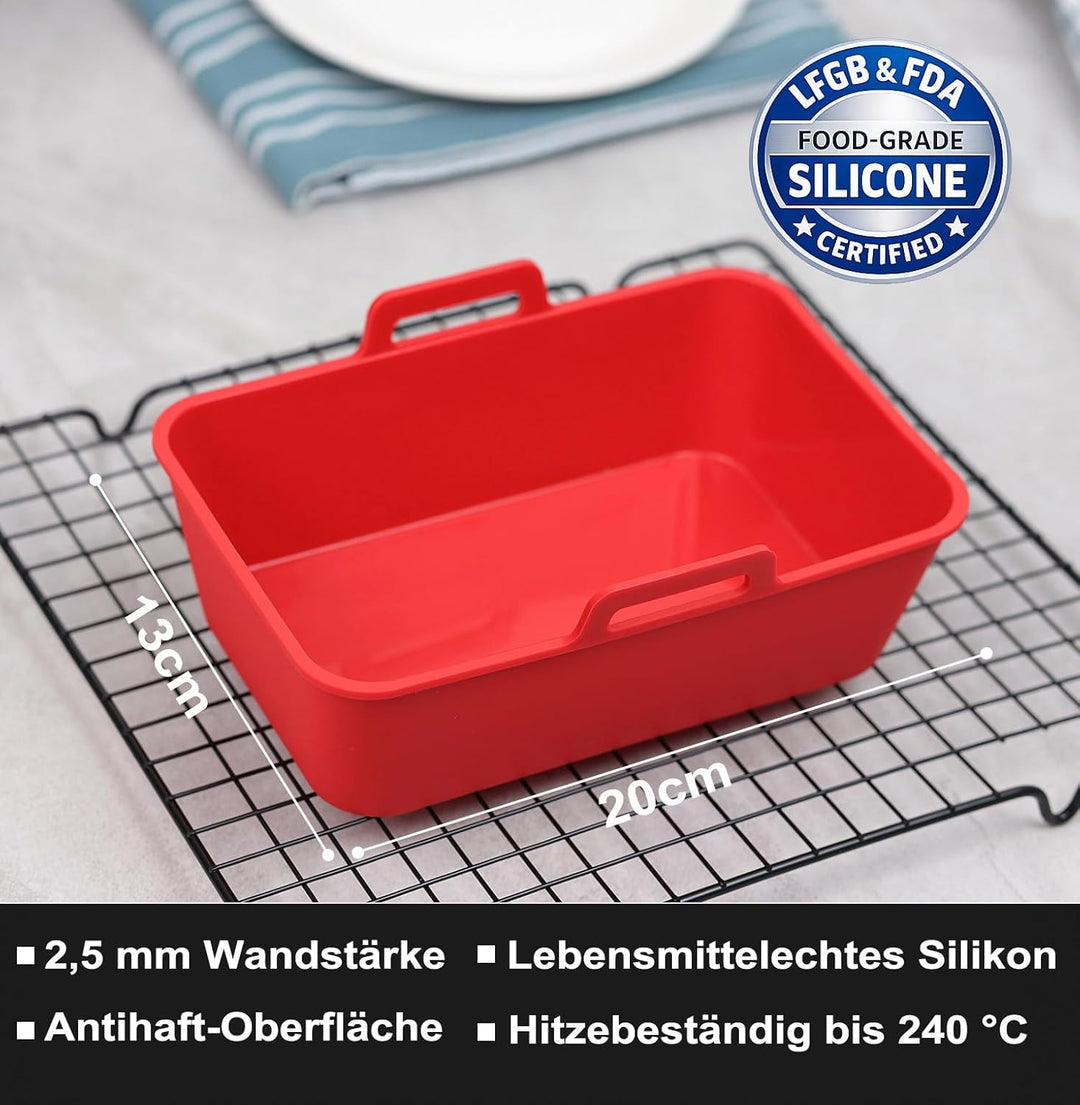 Backform für Heissluftfritteuse, 2 Stück Silikon Kastenform für Ninja Heissluftfritteuse – extra dic