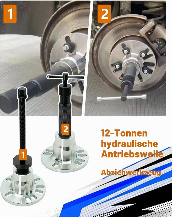 Wvoillty 12T Hydraulischer Radnaben Abzieher Profi-Set, Universell für 4/5-Loch Felgen (96-125mm), A