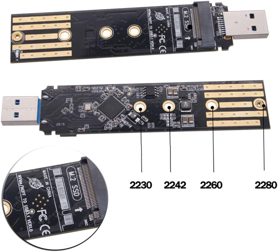 CY M.2 auf USB 3.1 Adapter,NVME M-Key M.2 NGFF SATA SSD auf USB 3.0 Type A Konverter Adapter RTL9210