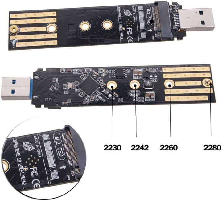 CY M.2 auf USB 3.1 Adapter,NVME M-Key M.2 NGFF SATA SSD auf USB 3.0 Type A Konverter Adapter RTL9210