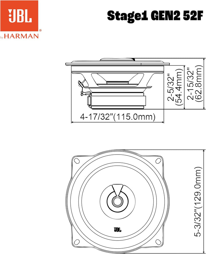 JBL Stage1 GEN2 52F Koaxial Lautsprecher Auto 130mm (5,25 Zoll): von Harman Kardon Car HiFi mit 40W