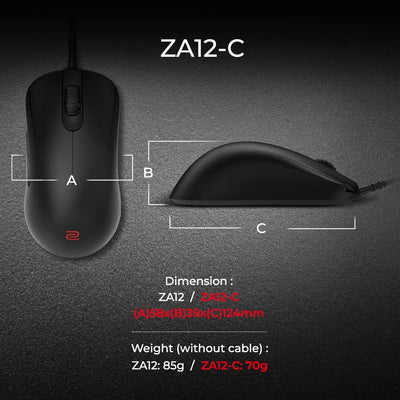 BenQ - ZOWIE Zowie ZA12-C Symmetrische Gaming-Maus für Esports | Geringeres Gewicht | Paracord-Kabel