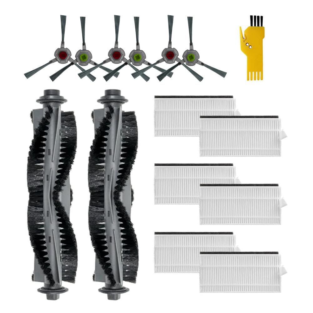 Ersatz-Zubehör-Kit für AIRROBO P20 Roboter-Staubsauger 14 Packungen 2 Hauptbürsten, 6 Filter, 6 Seit