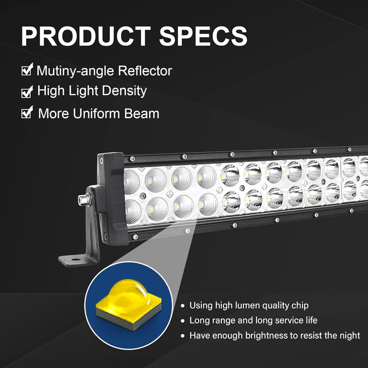 RIGIDON Led lichtleiste kfz mit 12v kabelbaum kit, 22 Zoll 55cm 120W offroad beleuchtung Led bar für