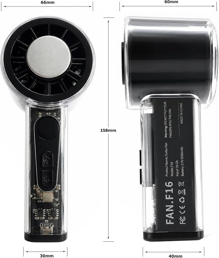 R07C Turbo Handventilator Eiskühlung 100 Stufen USB-C, 16.000 U/min