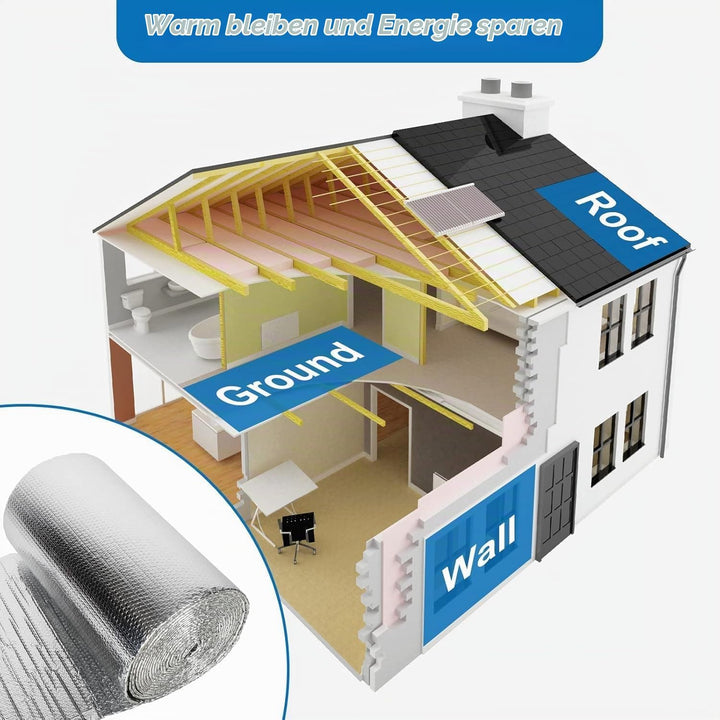 Dripex Aluminisierte Isolierfolie Dämmfolie Doppelte Alu-Luftpolsterfolie Dachisolierung 4-5mm Isoli