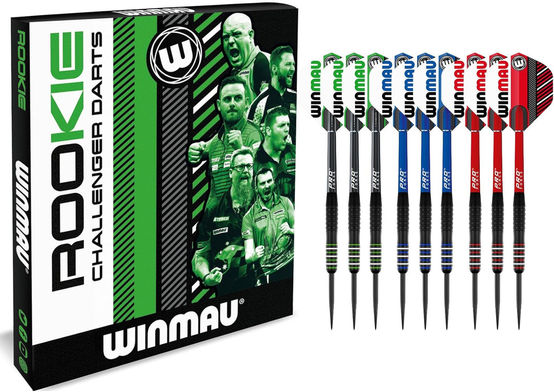 WINMAU Rookie Brass Darts-Set mit Flights, Schäften (Stiele) und exklusivem Dart-Broschüre – erhältl