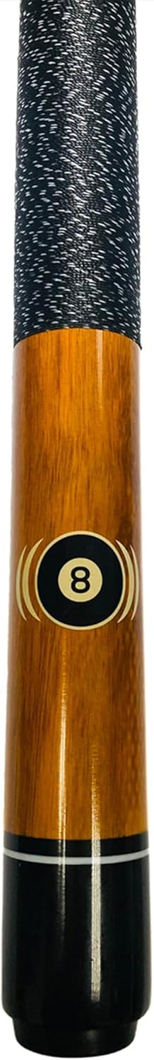 Winsport Billard Queue Eight-Ball 13 mm Profi-Klebleder, honigbraun gebeizt mit schönem 8-Ball Motiv