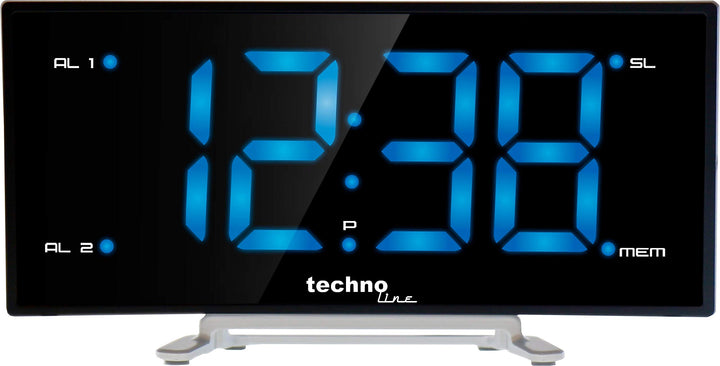 Technoline WT 460 grosses Display, curved Quarz-Wecker, blau, 171 x 87 x 40 mm, Blau