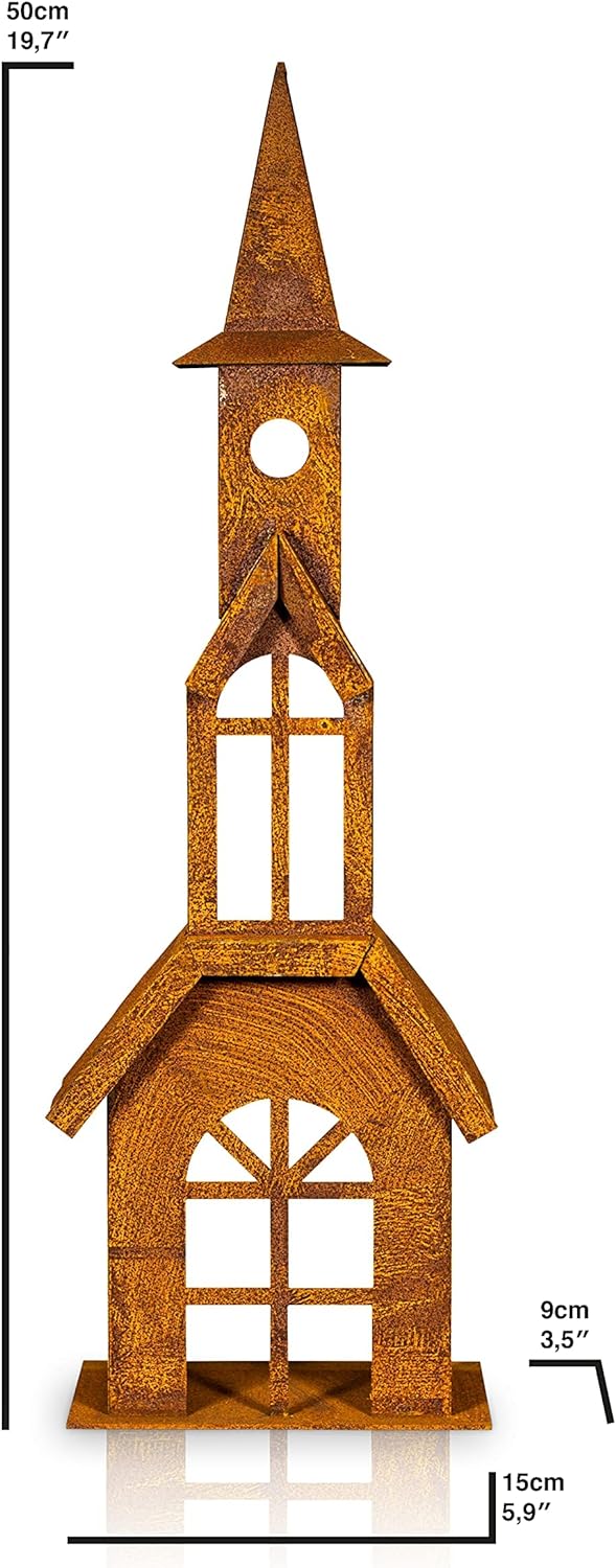 Blümelhuber Kathedrale Deko Skulptur für Garten, Terrasse oder Balkon - Metall Edelrost Garten Deko