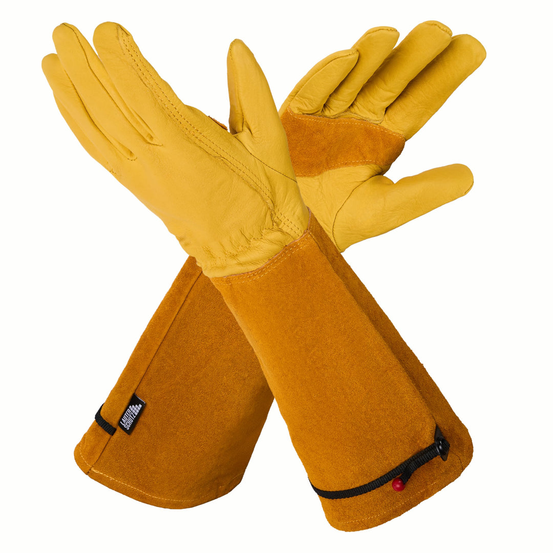 DORNENSICHERE Rindsleder Handschuhe -Mit Rückennaht für Bewegungsfreiheit und Komfort (S, Gelb) S Ge