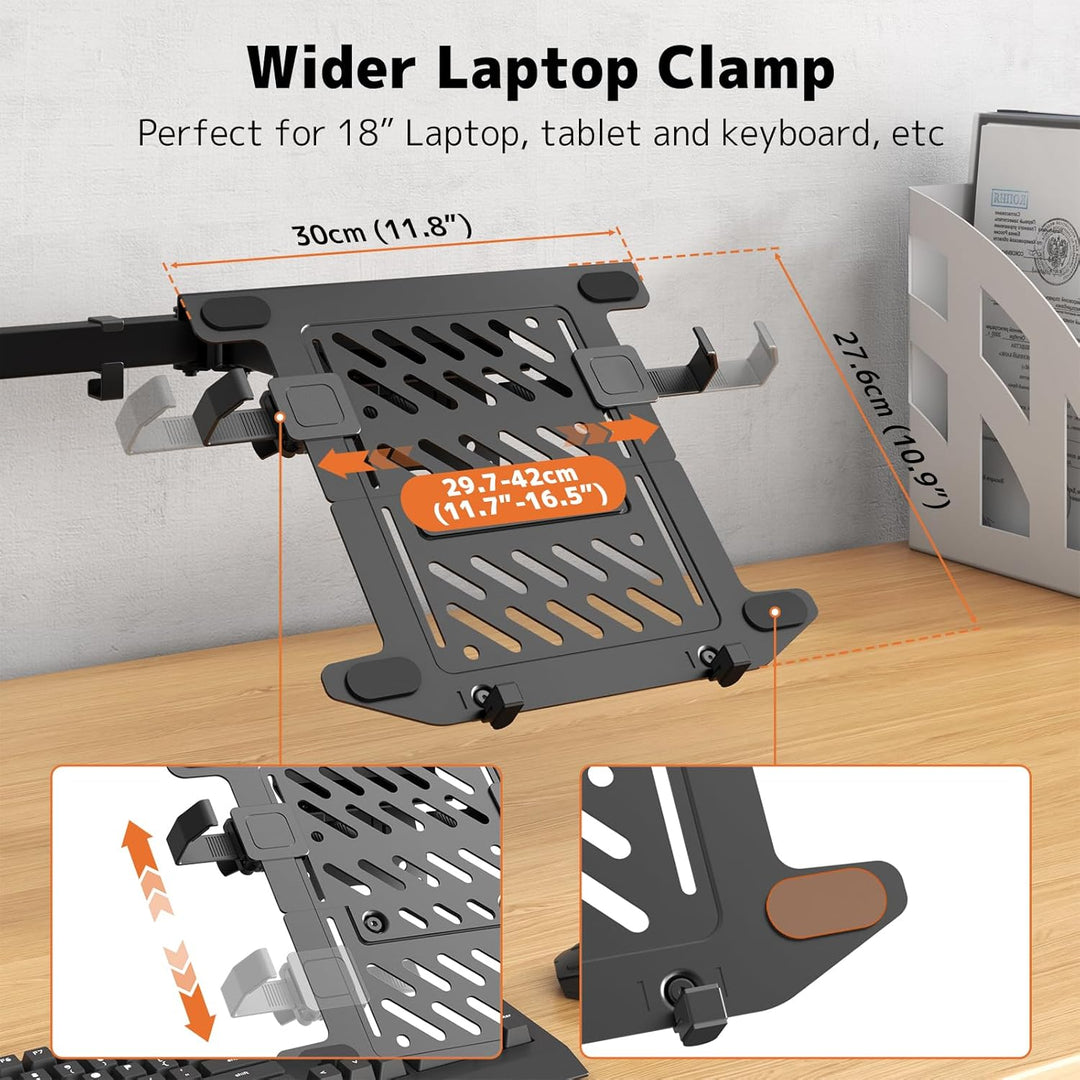 PUTORSEN Monitor Halterung mit Laptop Arm für 17 bis 49 Zoll Bildschirm und Notebook bis zu 17 Zoll,