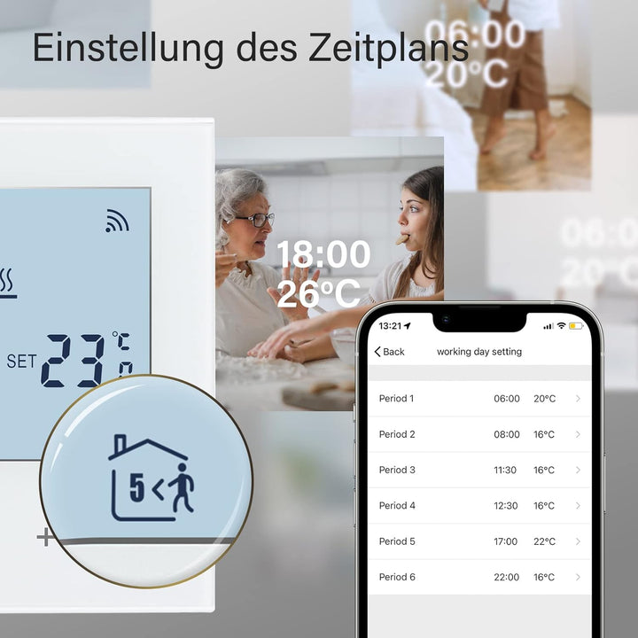 Beok Thermostat Heizung Smart WLAN Thermostate Für Kesselheizung Programmierbarer Raumthermostat Fus