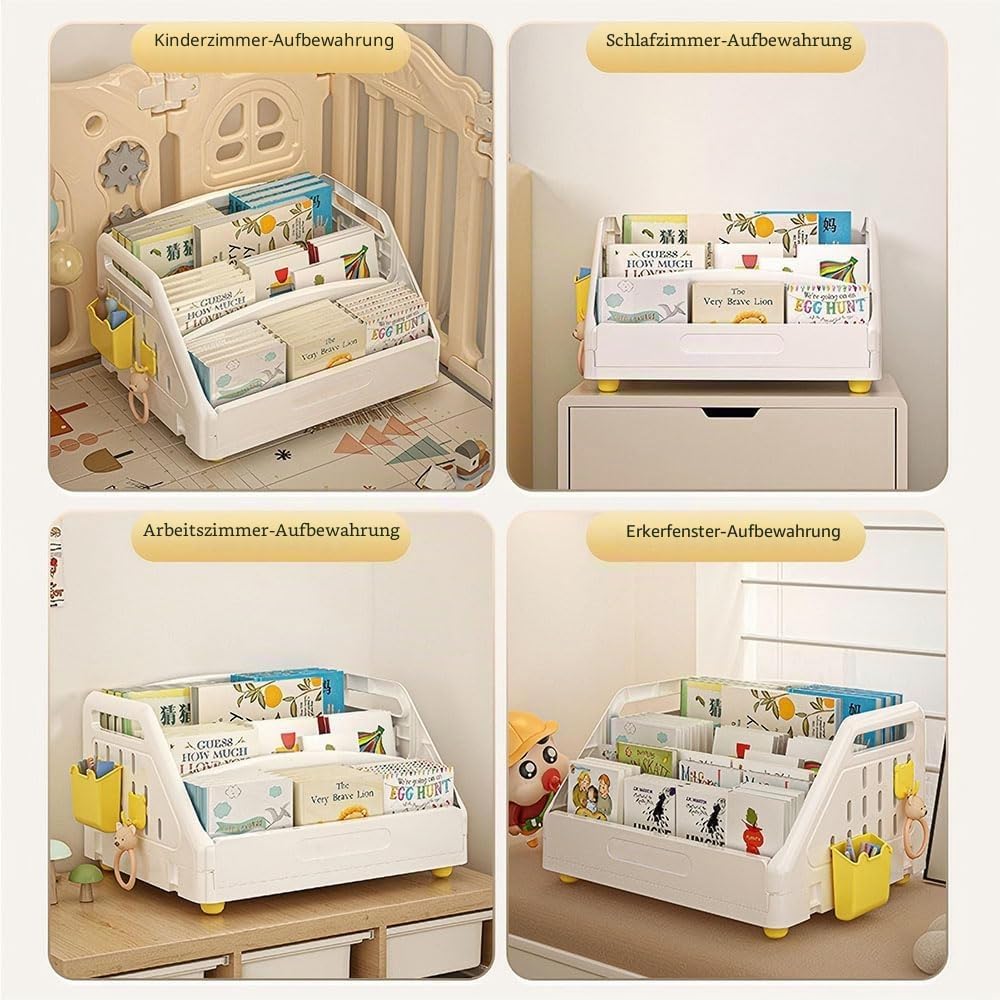 NUODWELL Kinderregal, Kinderregal mit 3 Ebenen, Montessori-Regal, Organizer für Bücher und Spielzeug