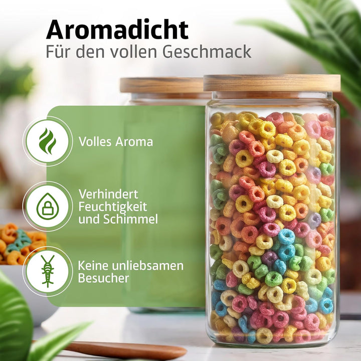 ElbFuchs® Vorratsgläser mit Deckel luftdicht NEU | 2x 2000ml [BPA-FREI & MOTTENSICHER] Vorratsdosen