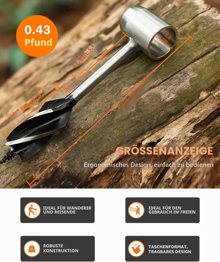 Bushcraft Gear for Survival, Bushscraft Hand Auger, Survival Tools,Bushcraft Auger,Scotch Eye Wood A