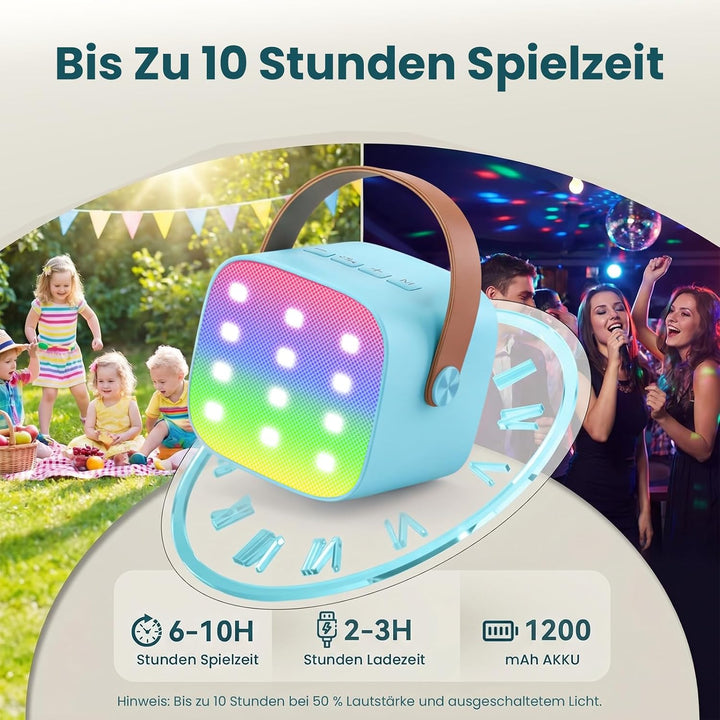Karaoke Maschine mit 2 Drahtlosen Mikrofonen, Wowstar Tragbares Bluetooth Karaoke Maschine für Kinde