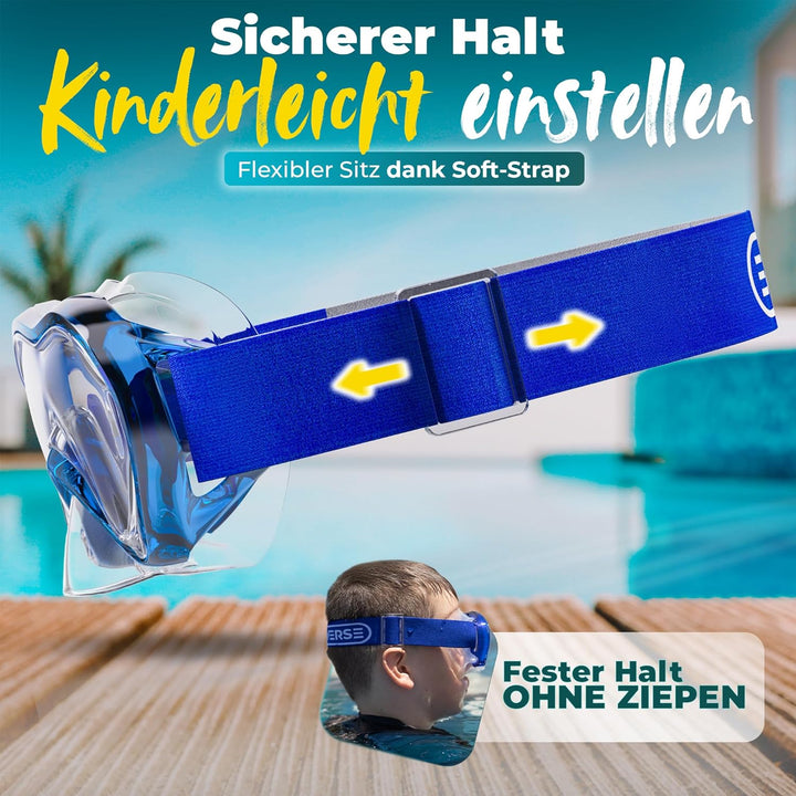 KIDVERSE Taucherbrille Kinder mit Schnorchel ab 5 Jahre - CE & Dermatest geprüfte Taucherbrille mit