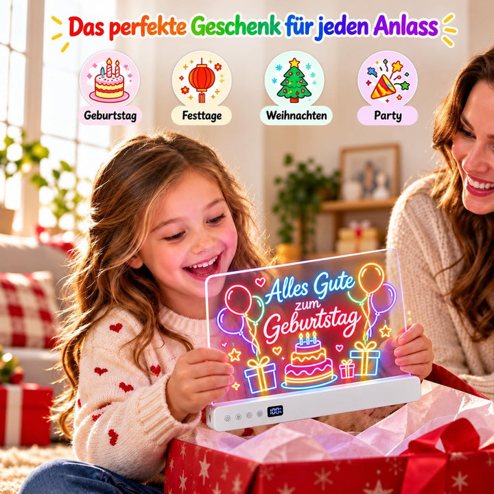 FLSEPAMB LED Zeichenbrett Kinder, 20 Modi, Dimmbar Wiederaufladbar Maltafel
