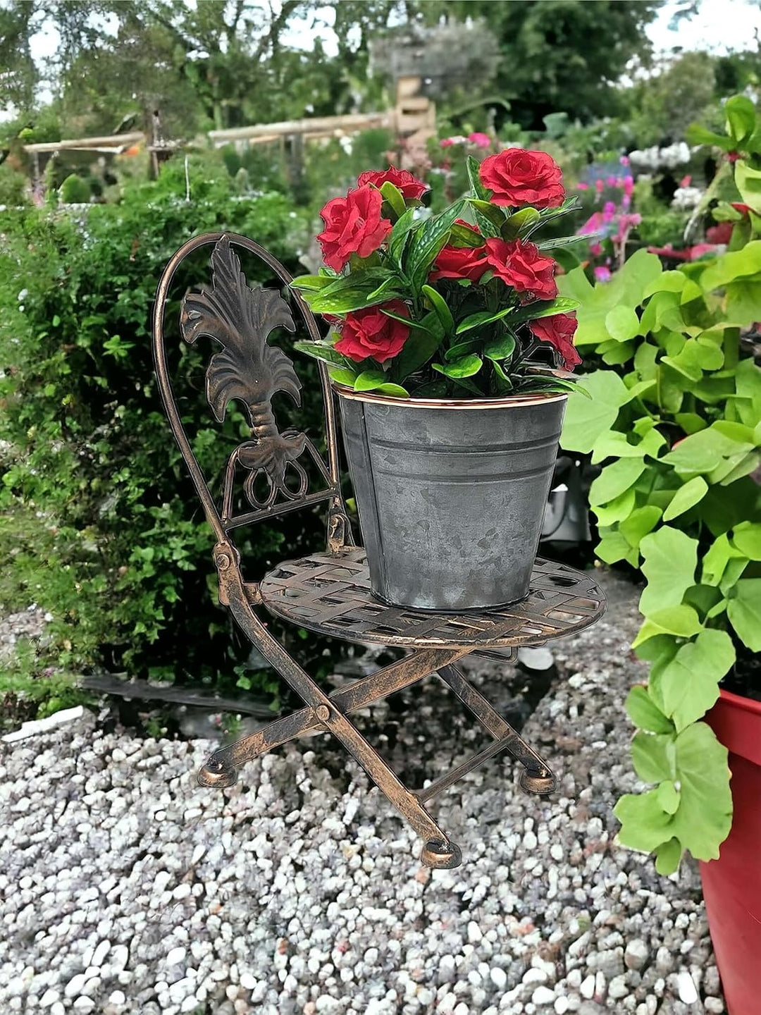 DanDiBo Blumenhocker Stuhl klappbar Metall Blumenständer Pflanzenständer 32 cm Puppenstuhl