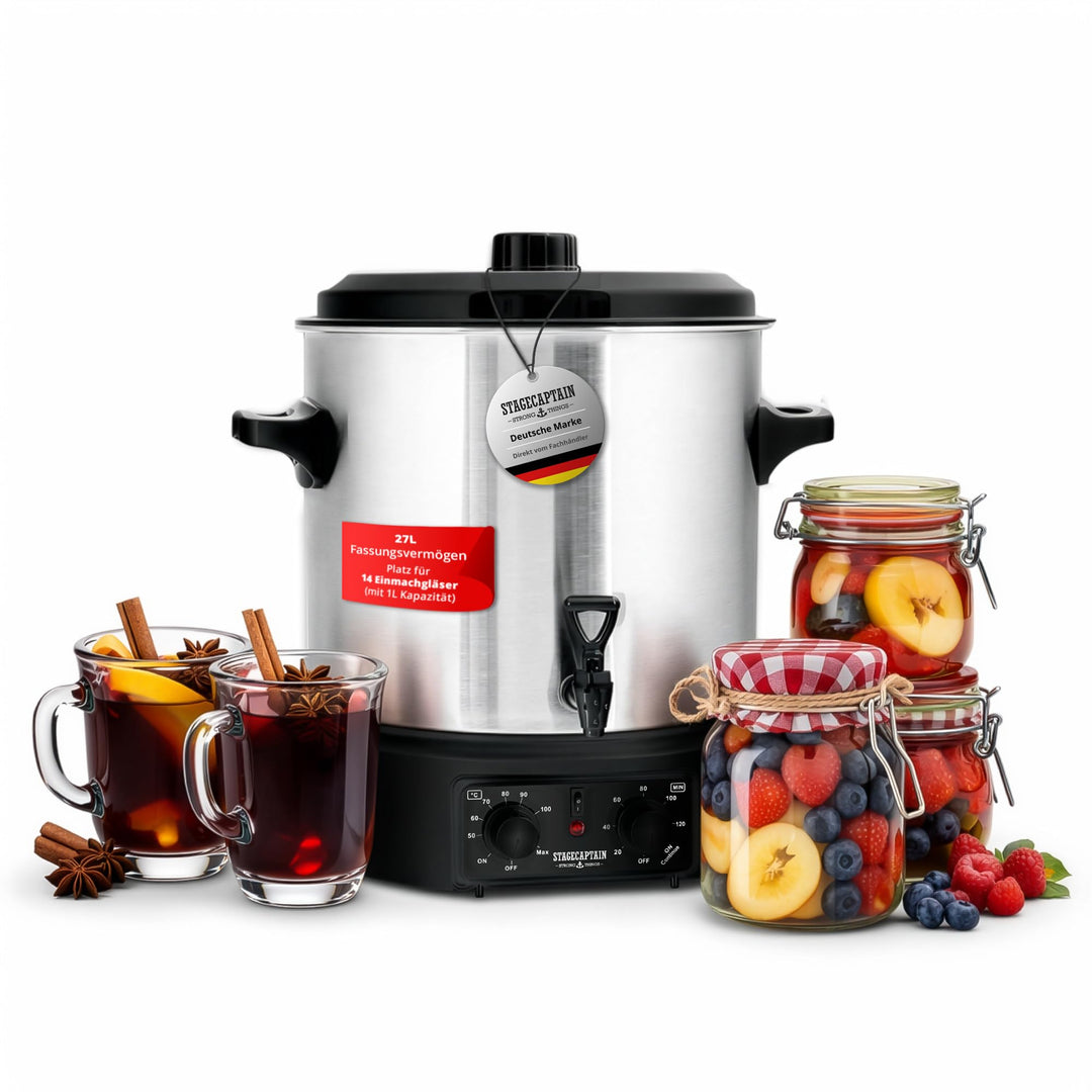 Stagecaptain GWK-27A Glühweinkocher - Einkochautomat mit 27 Liter - 2000 Watt - Gebürsteter Edelstah