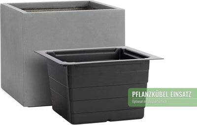 Pflanzwerk® Pflanzkübel Cube Grau 38x44x44cm *Frostbeständiger Blumenkübel* *UV-Schutz* *Qualitätswa