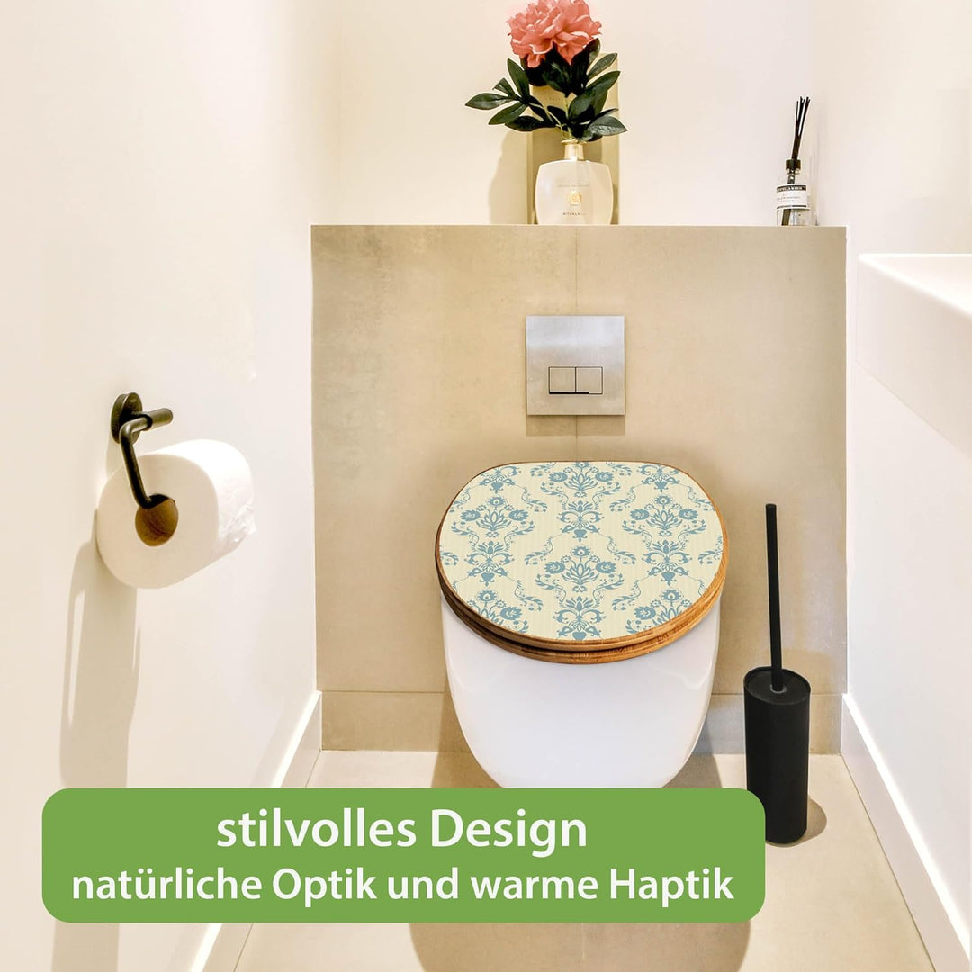 banjado Design WC Sitz Bambus Absenkautomatik 45,8x37,5cm - Toilettendeckel mit Absenkautomatik Holz