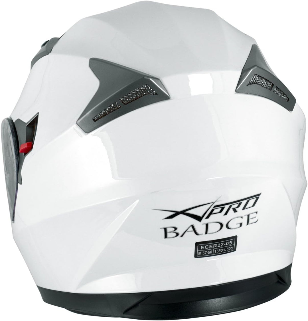 Integralhelm Motorradhelm Rollerhelm Anti-Kratz-Visier Touring Sport 57-58 cm ( M) Weiss, 57-58 cm (