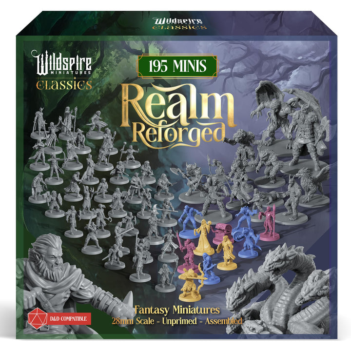 The Realm Set - 195 Minis - Heroes, Monsters, NPC Characters for DND Miniatures Bulk I 28mm Dungeon