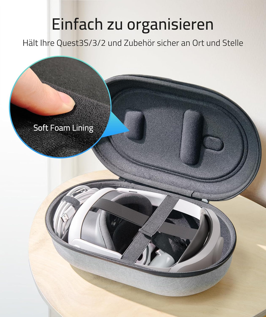 Syntech Tragetasche Kompatibel mit Meta/Oculus Quest 2 Zubehör/PICO 4 VR Headset mit Elite Strap, To