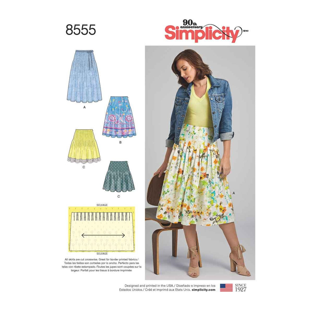 Simplicity 8555Simplicity Schnittmuster 8555 Faltenröcke, Papier, Weiss, U5 (44-46-50-52)